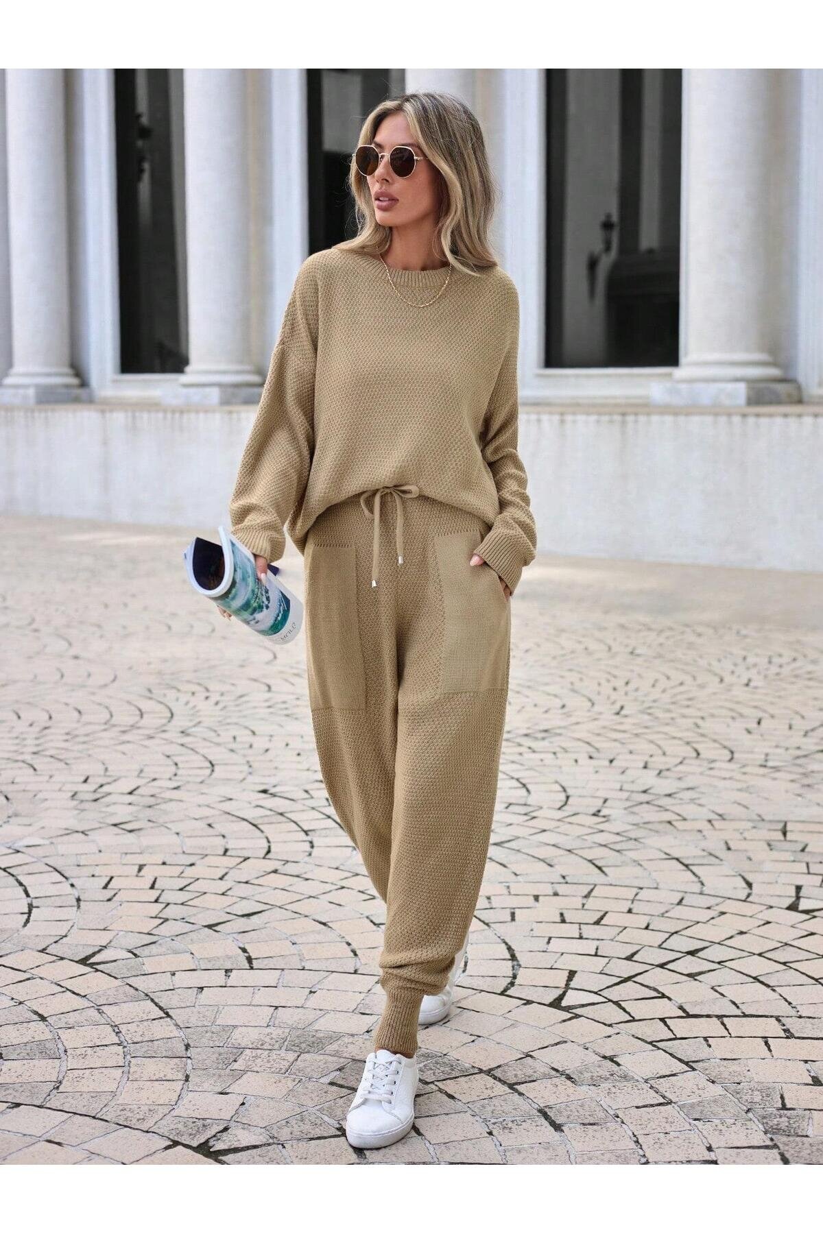 Kadın Rahat Kalıp Örgü Triko Tasarım Takım