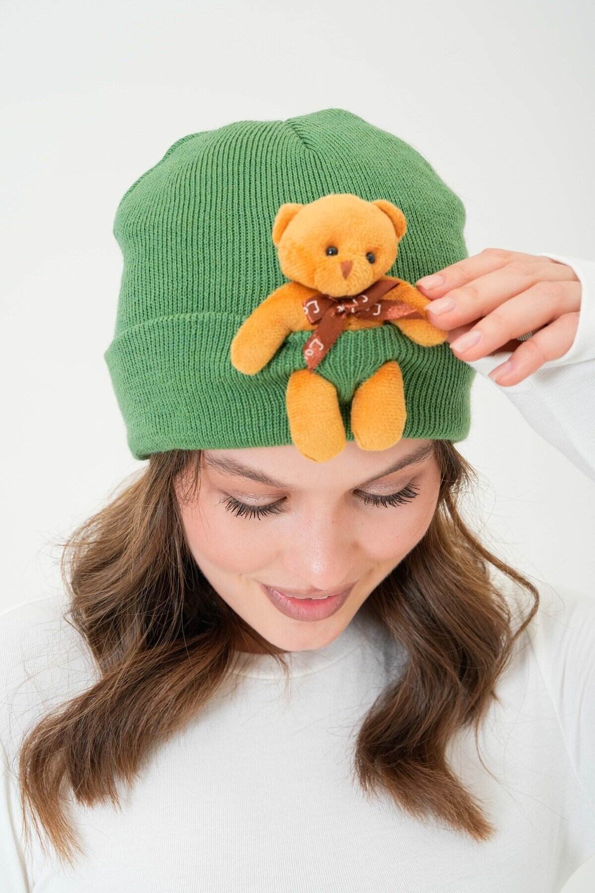 Unisex Ayılı Spor Şık Tasarım Hediyelik Bebe Mavisi Bere