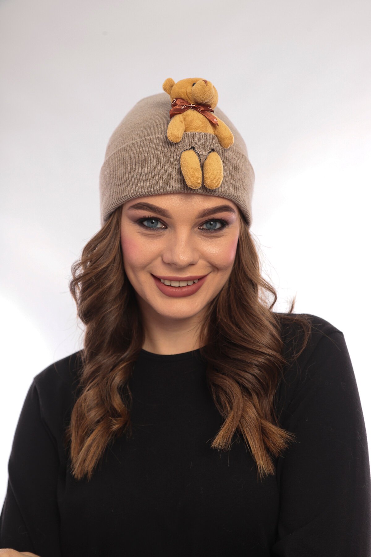 Unisex Ayılı Spor Şık Tasarım Hediyelik Bebe Mavisi Bere