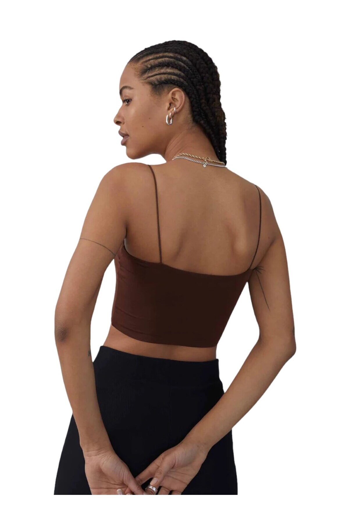 Kadın Askılı Şık Croptop Bluz