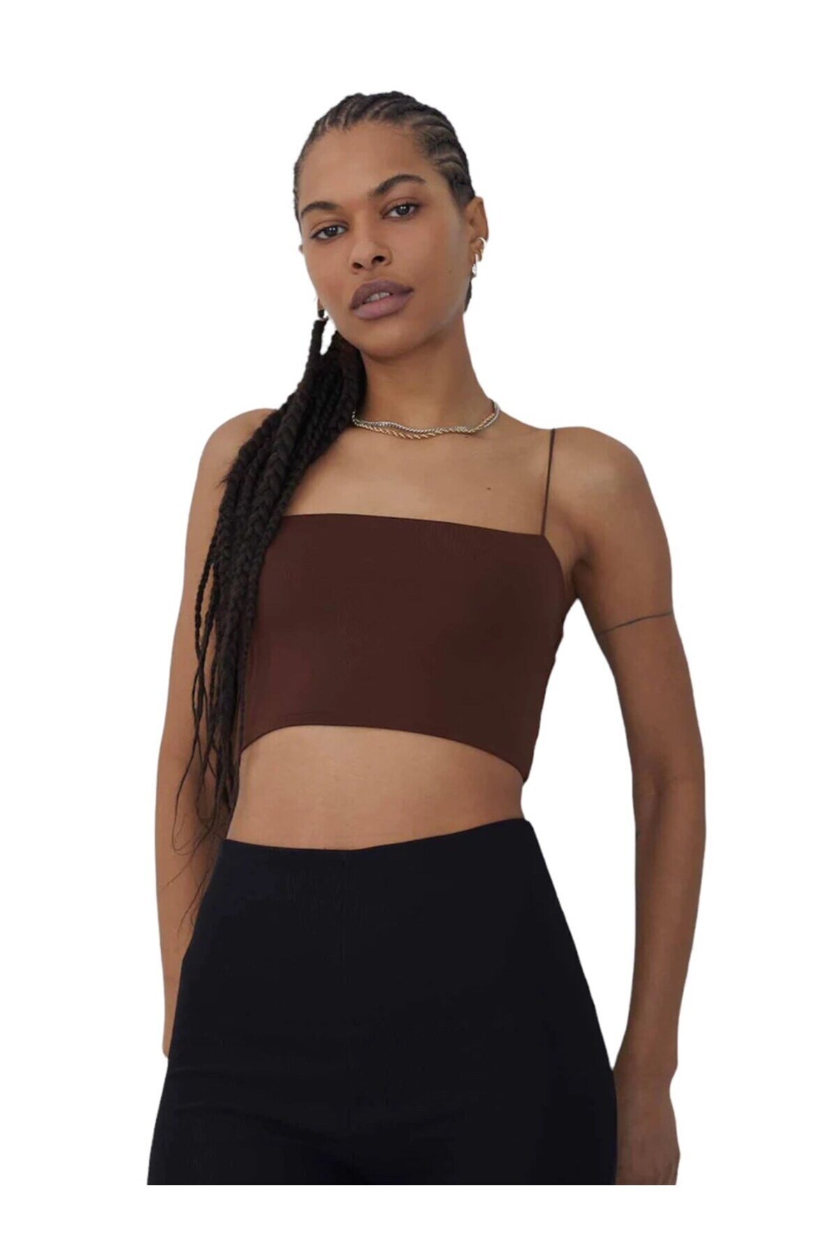 Kadın Askılı Şık Croptop Bluz