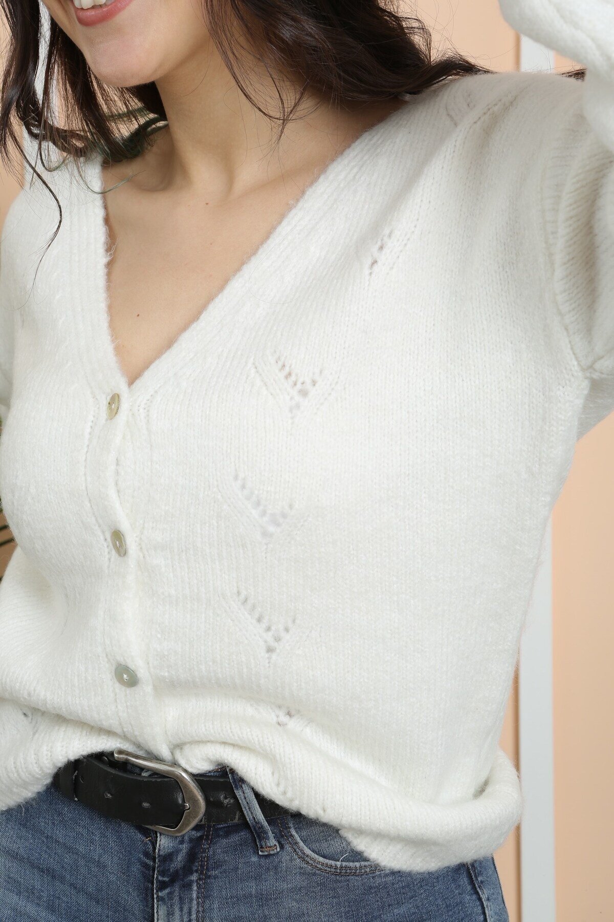 Kadın Beyaz Spor Şık Triko