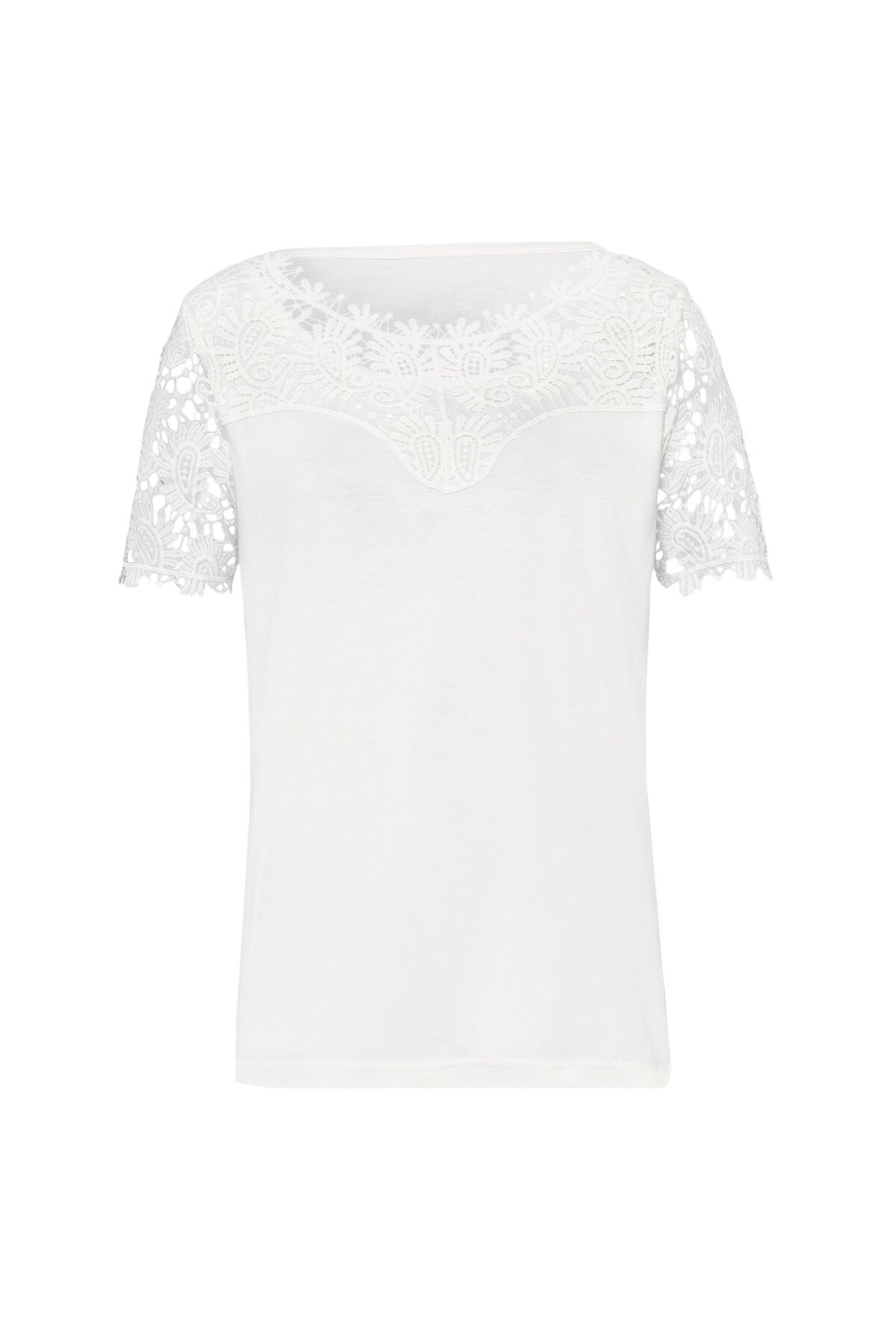 Kadın Bisiklet Yaka Dantel Yarım Kol Spor Şık Büyük Beden Curve Pamuk Bluz