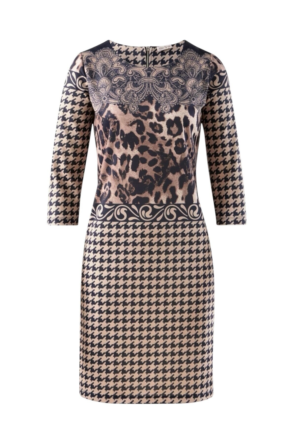 Kadın Bisiklet Yaka Truvakar Kol Desenli Spor Şık Elbise