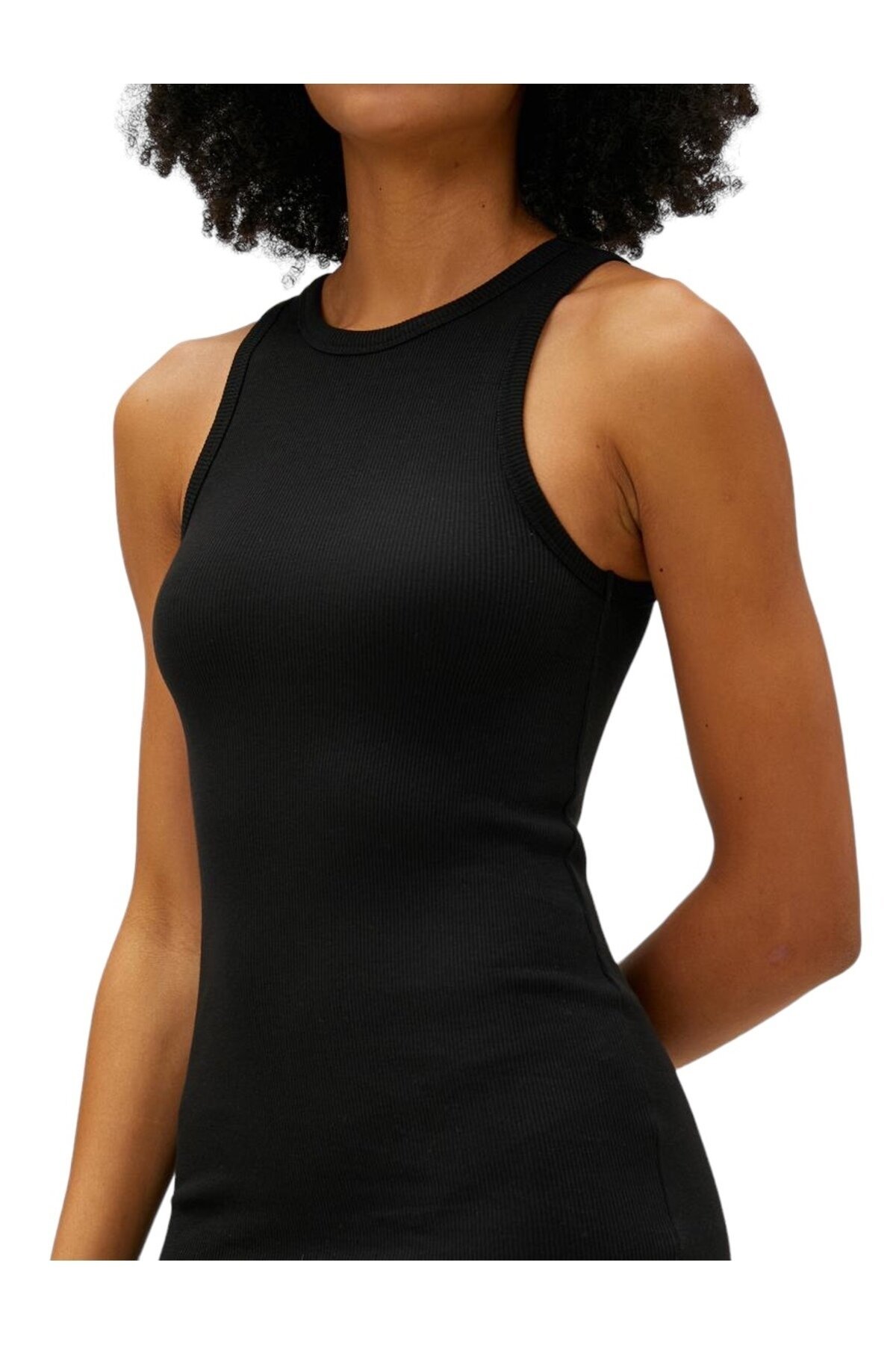 Kadın Çizgili Kolsuz Spor Şık Casual Yazlık Elbise