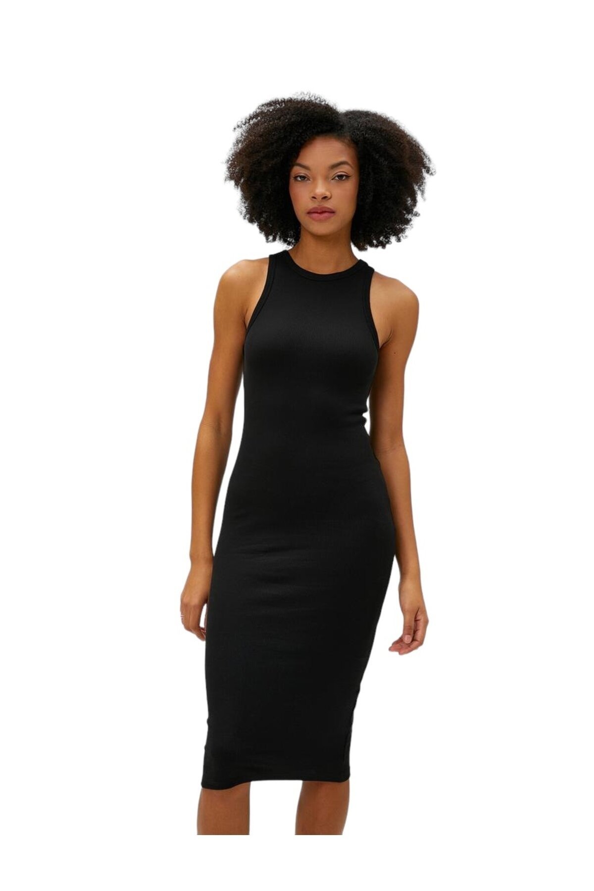 Kadın Çizgili Kolsuz Spor Şık Casual Yazlık Elbise