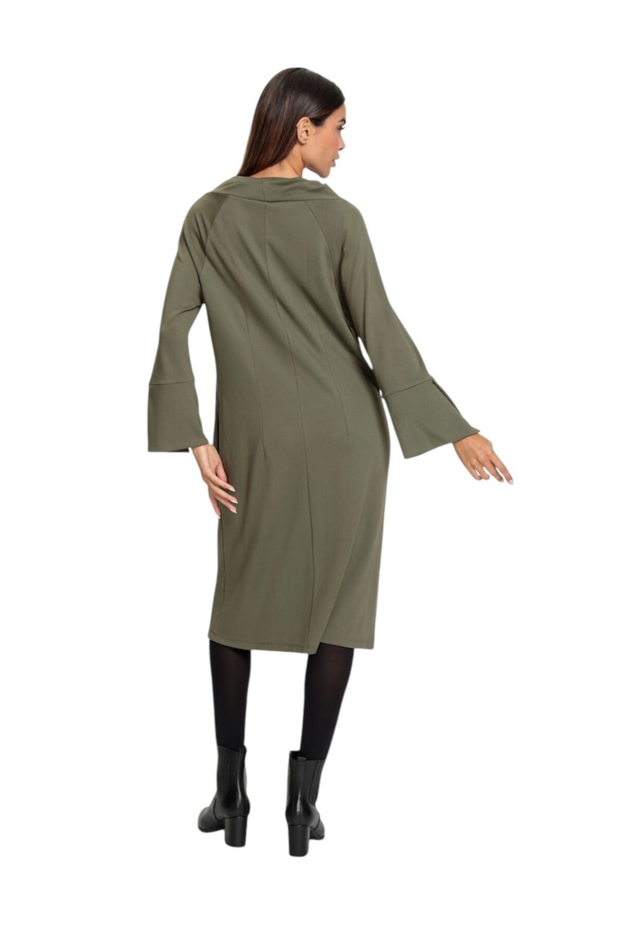 Kadın Degaje Yaka Truvakar Kol Düz Kesim Spor Şık Viskon Elbise