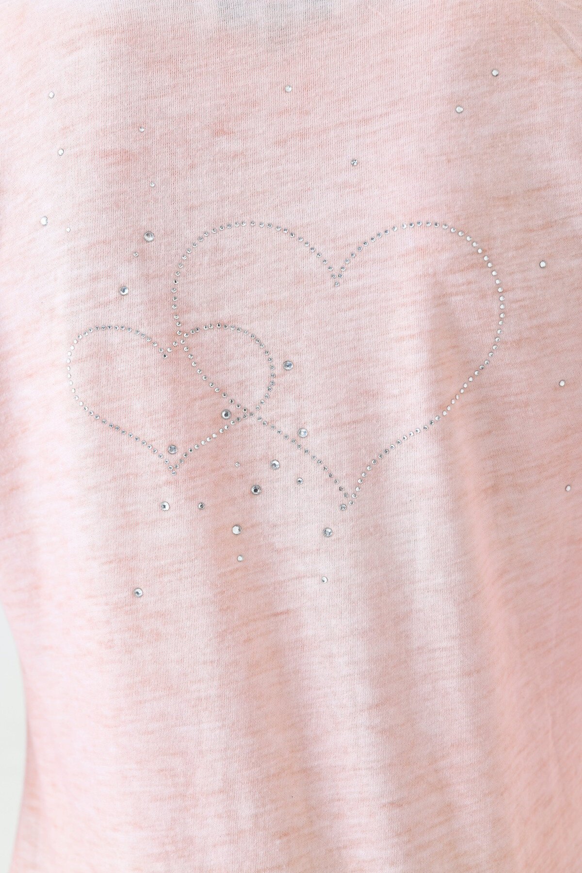 Kadın Degaye Yaka Geyik Baskılı Kalpli Taş Baskı Asimetrik Spor Şık Casual Curve Pudra Rengi Bluz