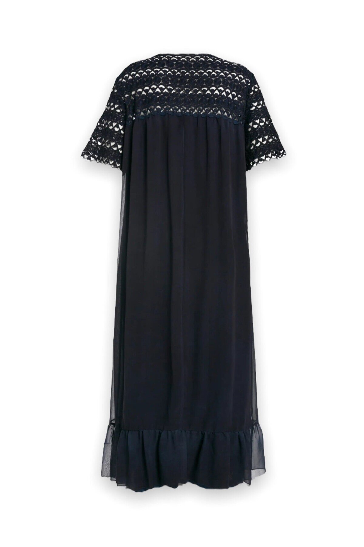 Kadın Güpür Dantel Ve Inci Detaylı Şık Büyük Beden Viskon Şifon Elbise