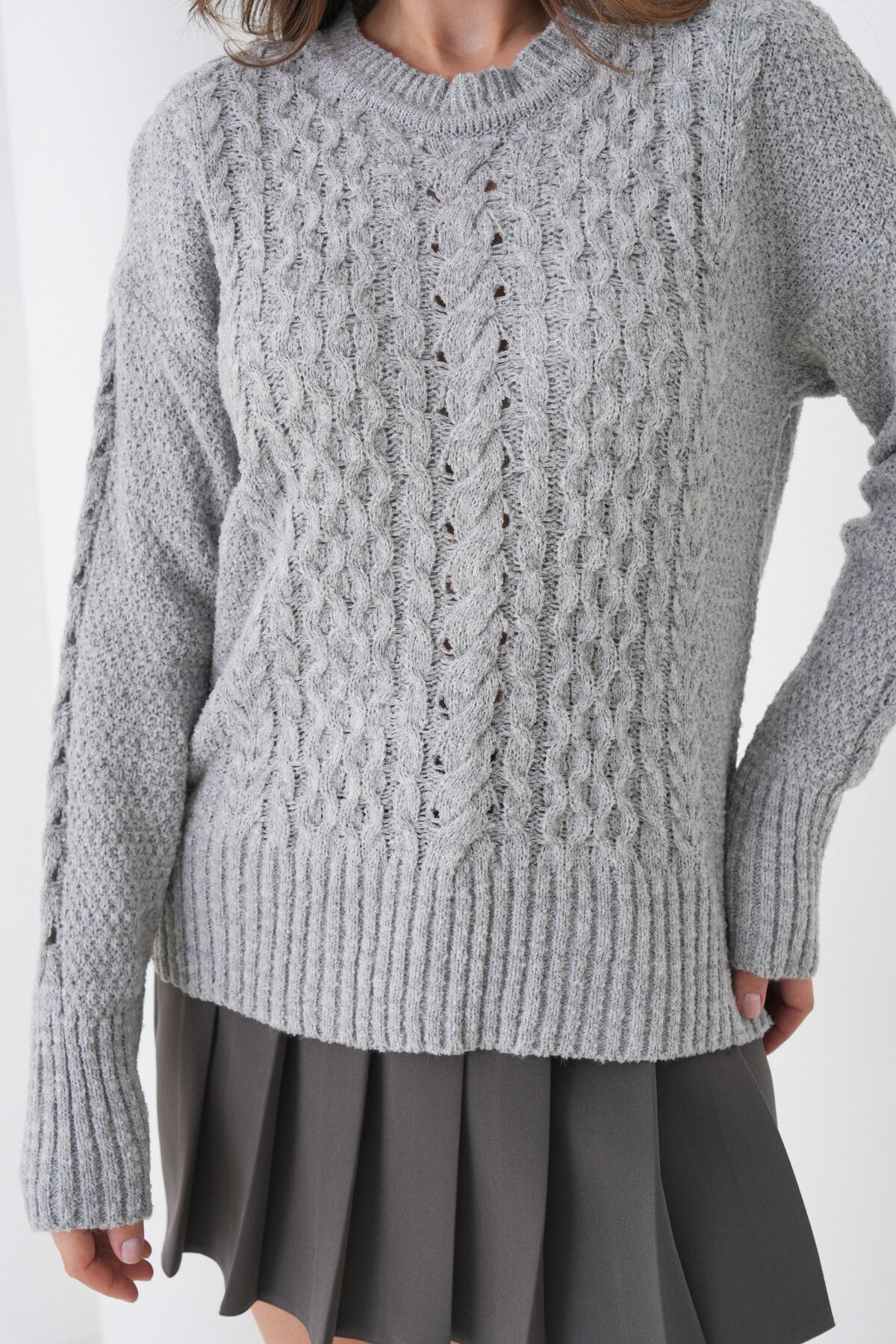 Kadın Kendinden Dokulu Uzun Kollu Bisiklet Yaka Spor Şık Kışlık Triko Kazak