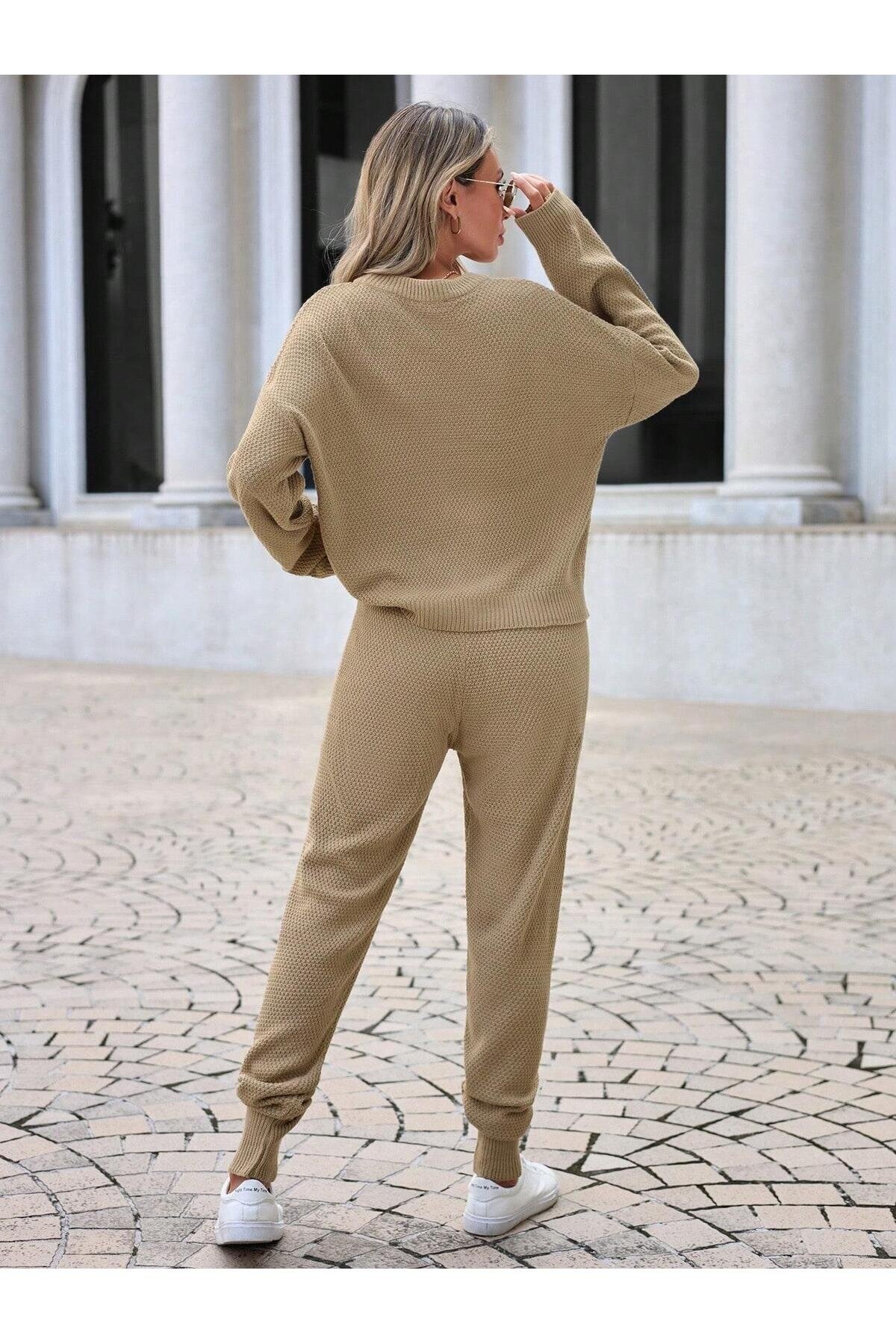 Kadın Rahat Kalıp Örgü Triko Tasarım Takım
