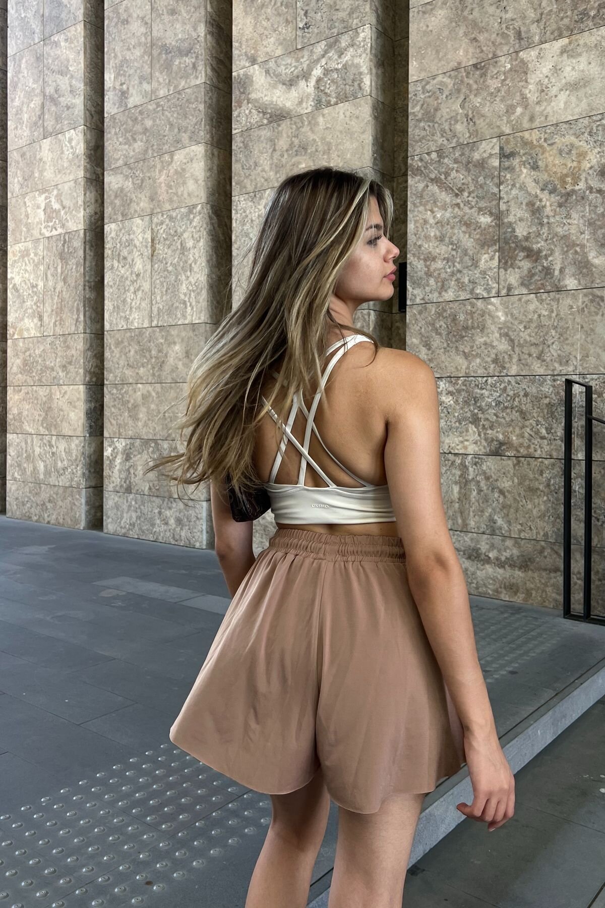 Kadın Sandy Kumaş Spor Şık Casual Sporcu Şortlu Etek