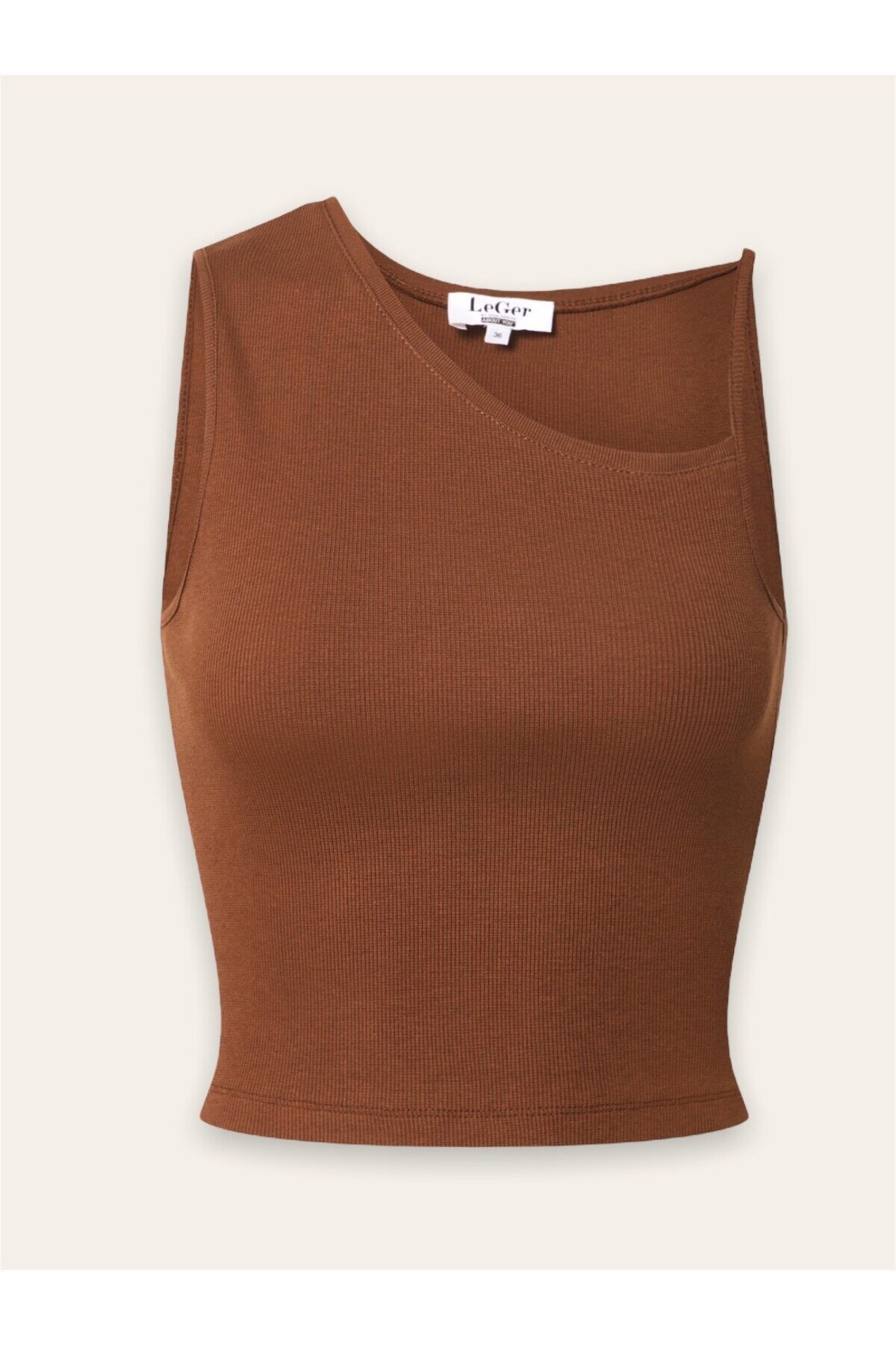 Kadın Sırtı Açık Bağlamalı Kahverengi Croptop
