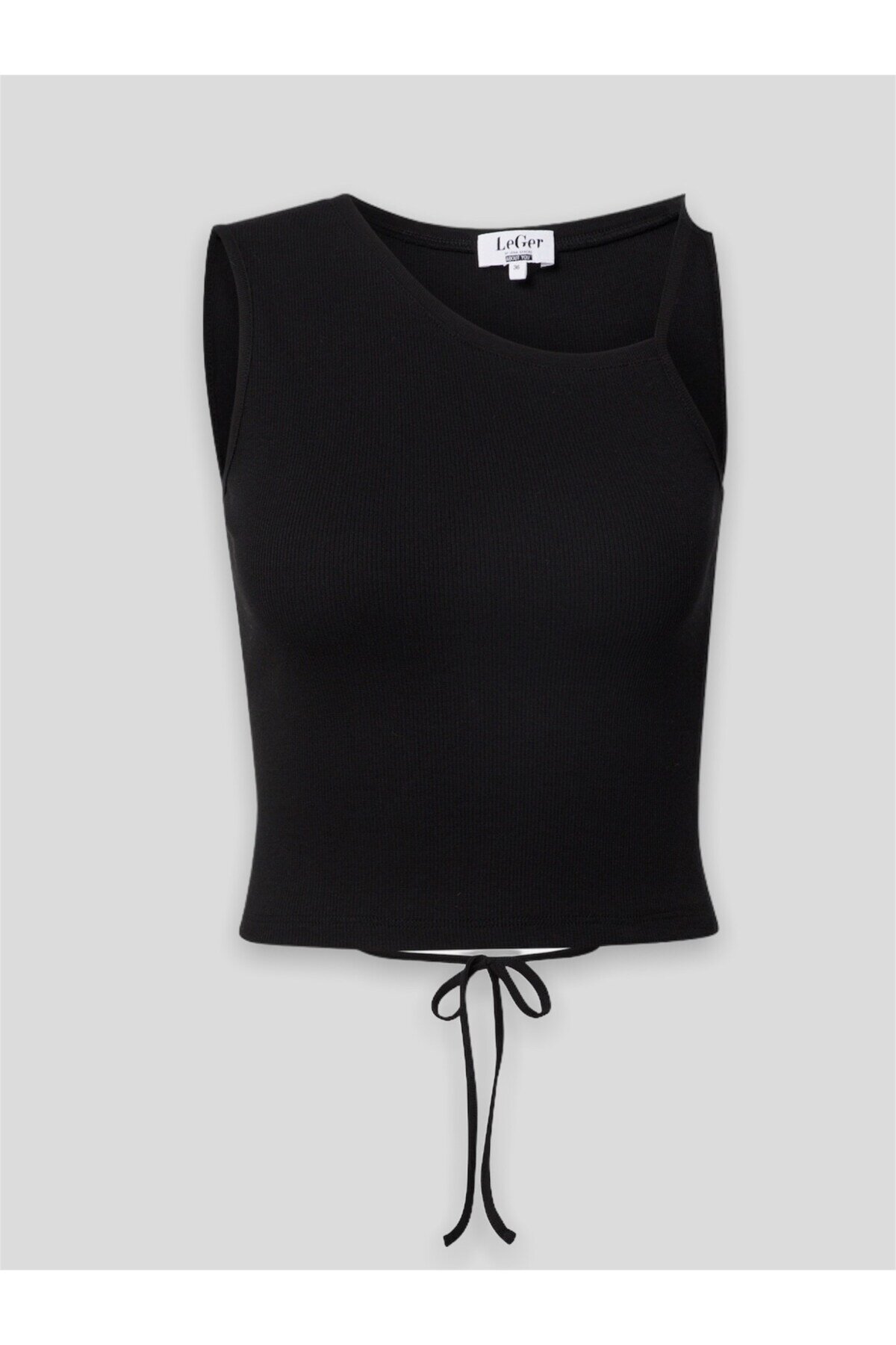 Kadın Sırtı Açık Bağlamalı Siyah Croptop