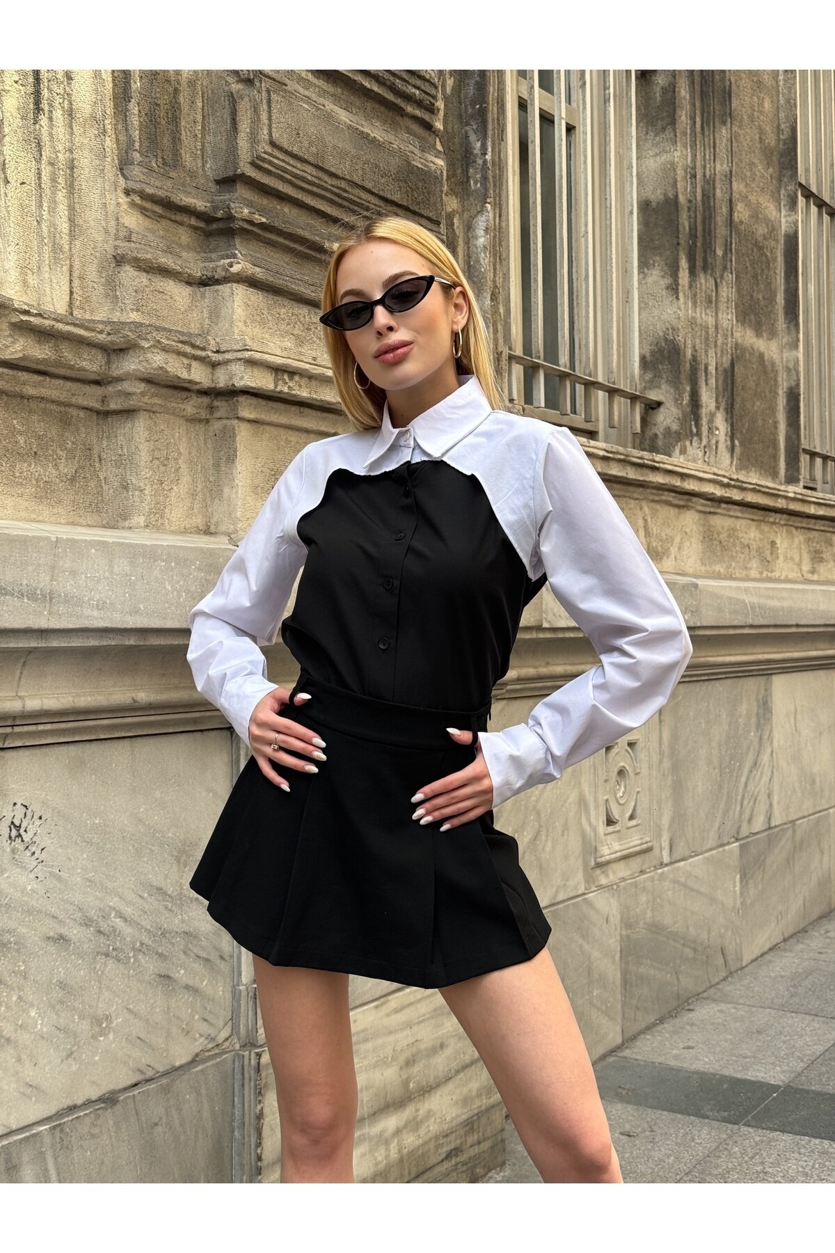 Kadın Tasarım Design İki Parça Şık Curve Tesettüre Uygun Büyük Beden %100 Cotton Uzun Kol Gömlek