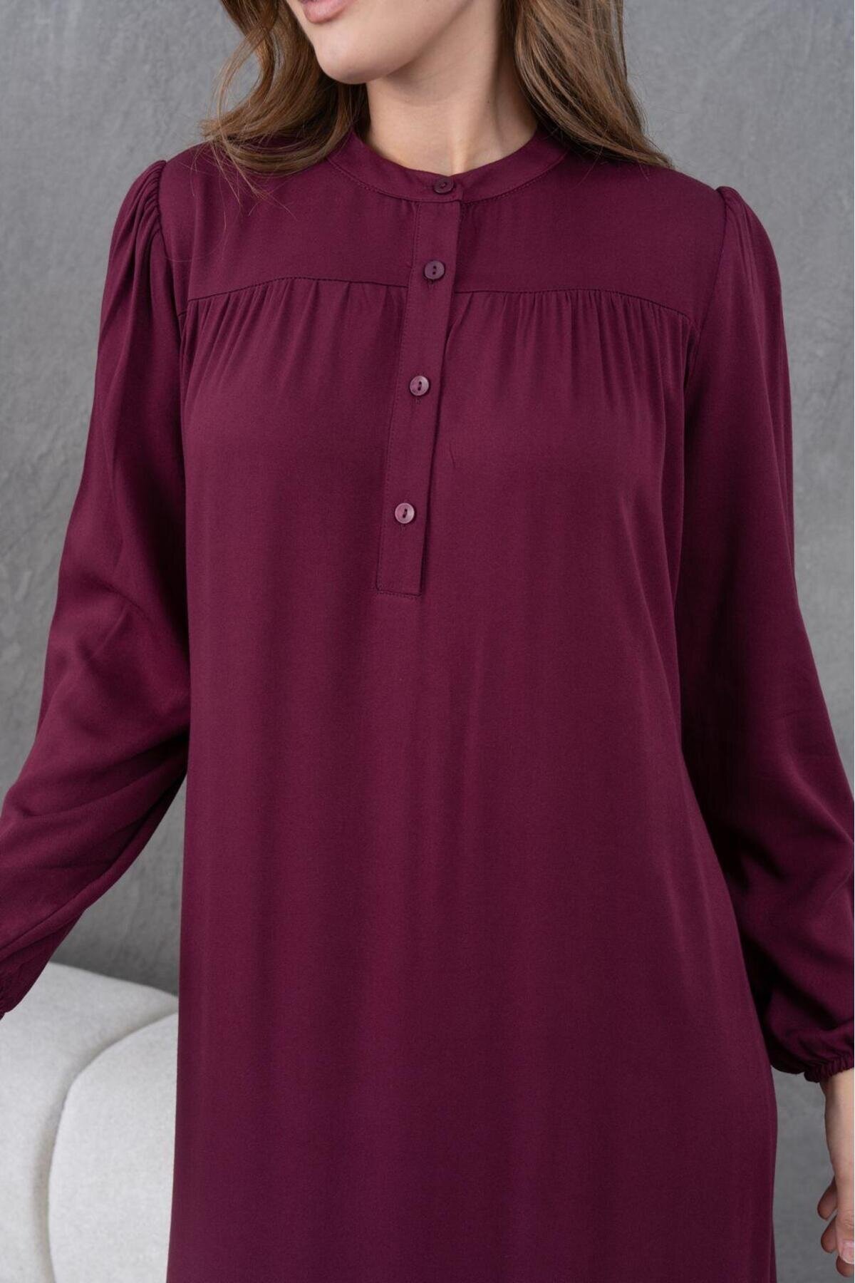 Kadın Tesettüre Uygun Uzun Kol Beli Bağcıklı Maxi Boy Rahat Büyük Beden Şık Pamuk Elbise