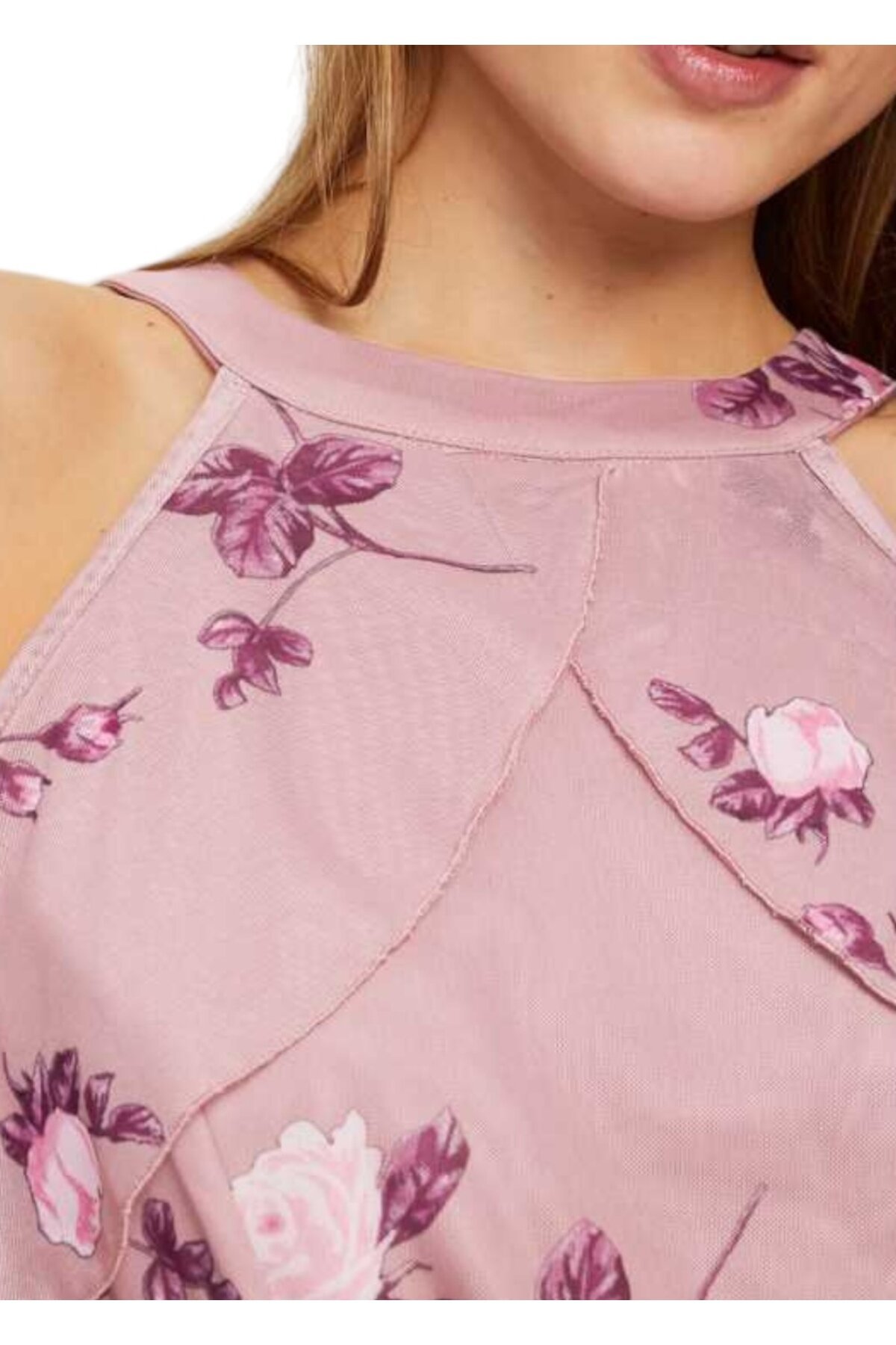 Kadın Tül Detaylı Omzu Açık Şık Rahat Kalıp Büyük Beden Curve Abiye Elbise