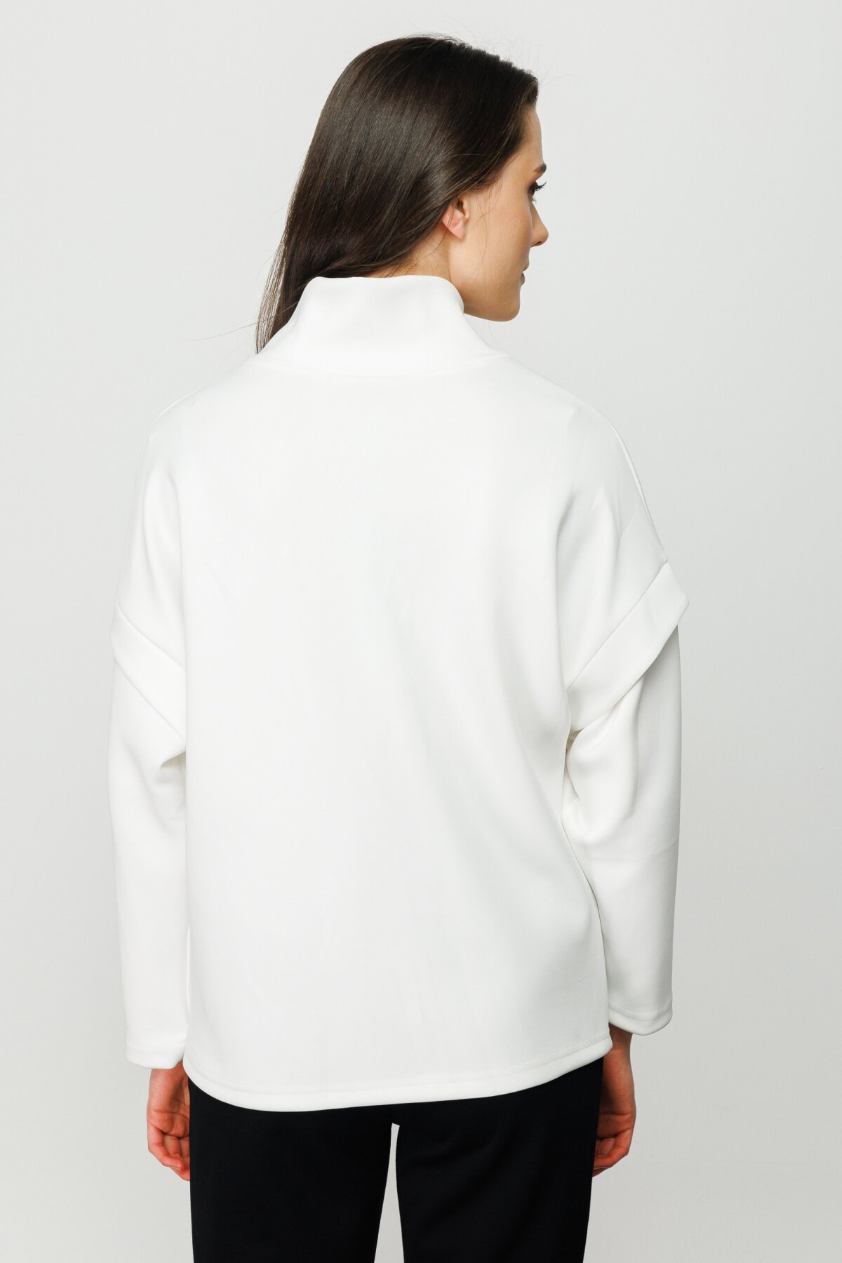 Kadın Yakası Bağcıklı Scuba Oversize Spor Şık Tasarım Sweatshirt