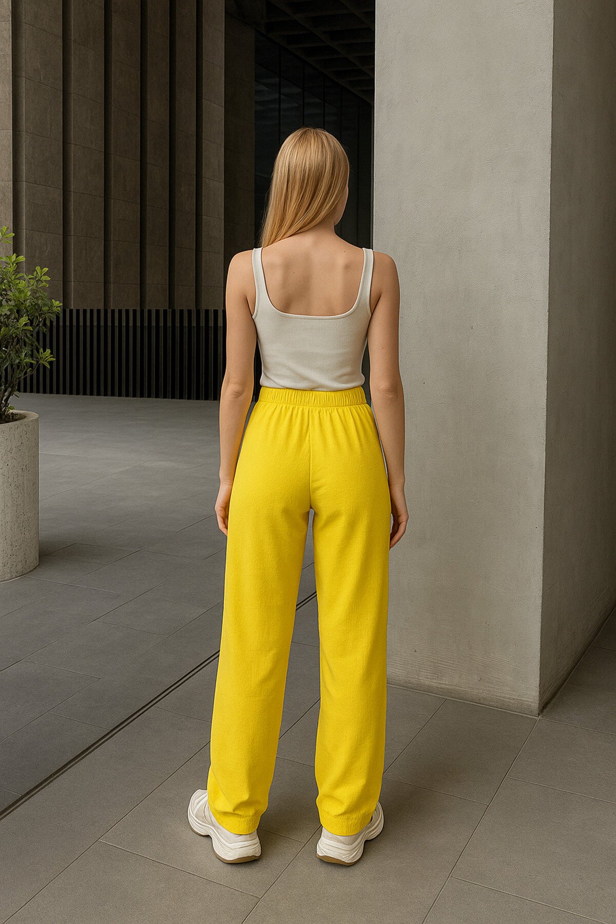 Kadın Yüksek Bel Kuşaklı %100 Viscose Pamuk Geniş Paça Şık Casual Büyük Beden Curve Pantolon