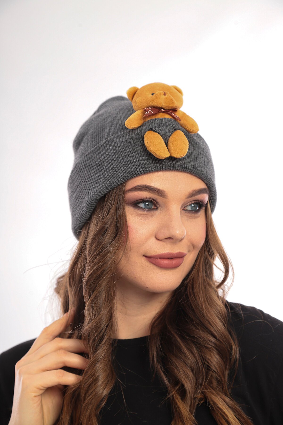 Unisex Ayılı Spor Şık Tasarım Hediyelik Bebe Mavisi Bere