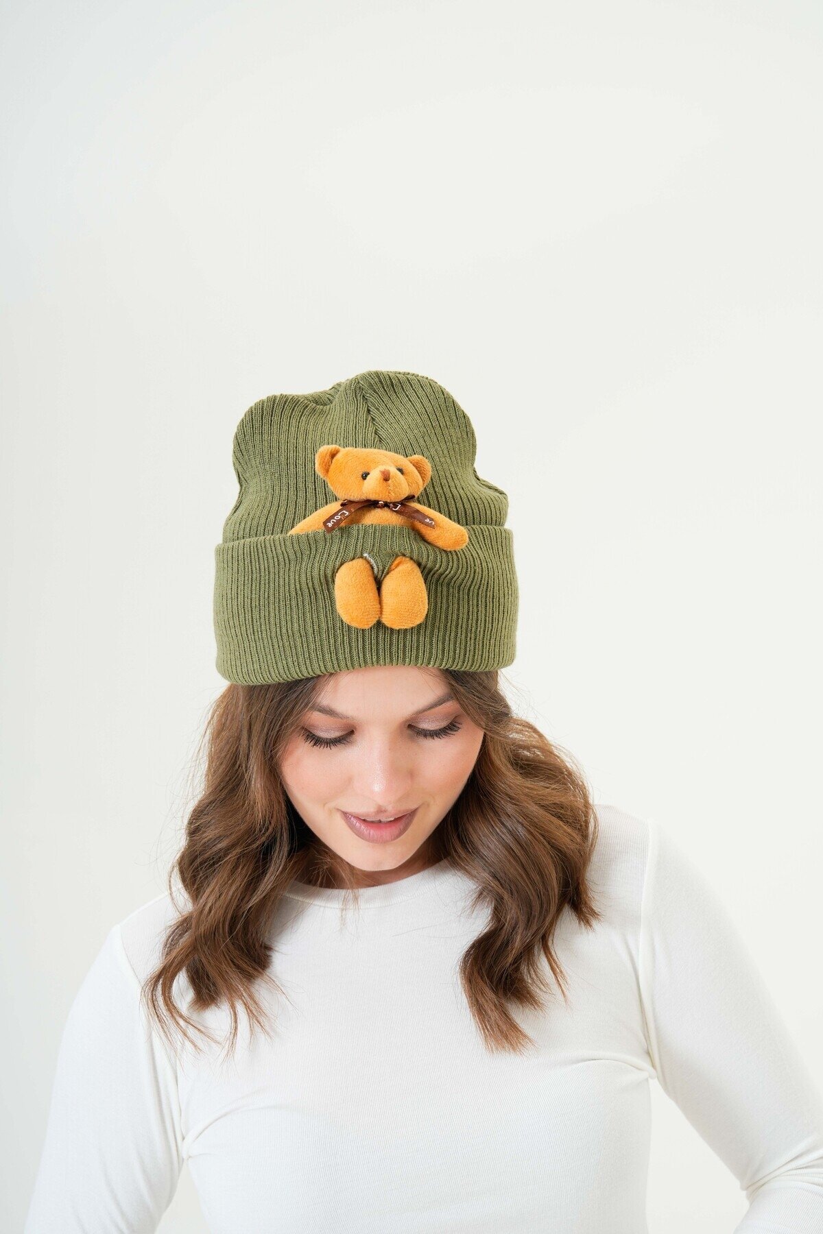 Unisex Ayılı Spor Şık Tasarım Hediyelik Bebe Mavisi Bere