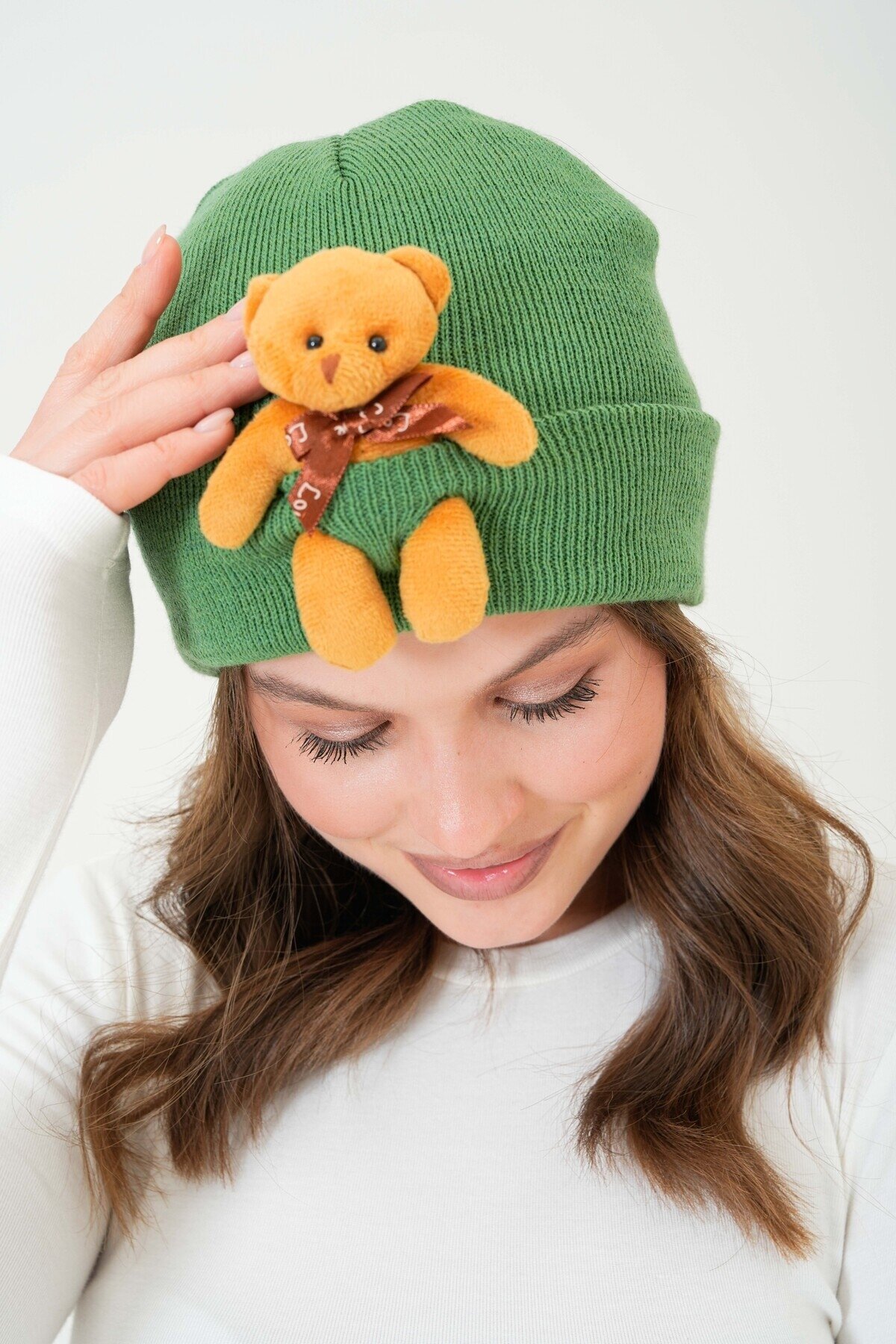 Unisex Ayılı Spor Şık Tasarım Hediyelik Bebe Mavisi Bere