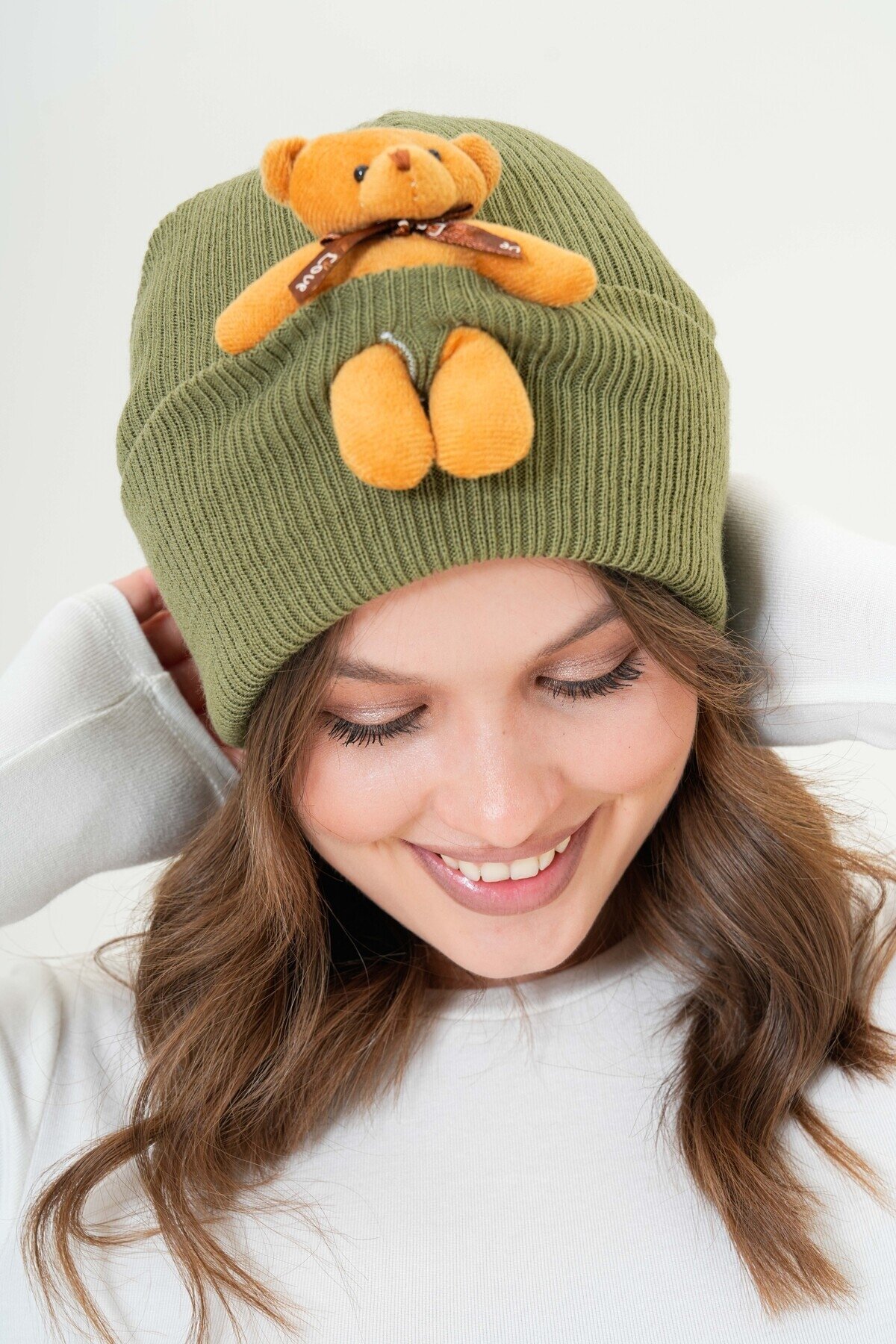 Unisex Ayılı Spor Şık Tasarım Hediyelik Bebe Mavisi Bere