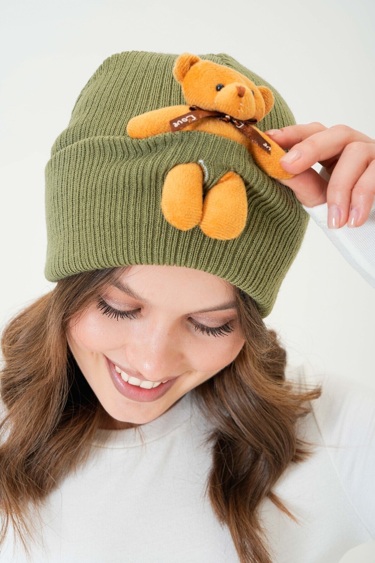 Unisex Ayılı Spor Şık Tasarım Hediyelik Bebe Mavisi Bere