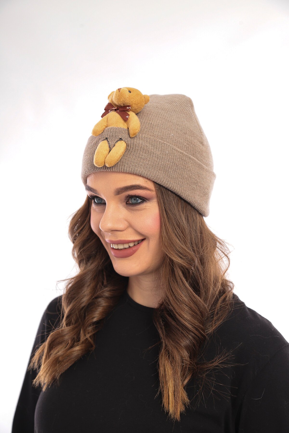 Unisex Ayılı Spor Şık Tasarım Hediyelik Bebe Mavisi Bere