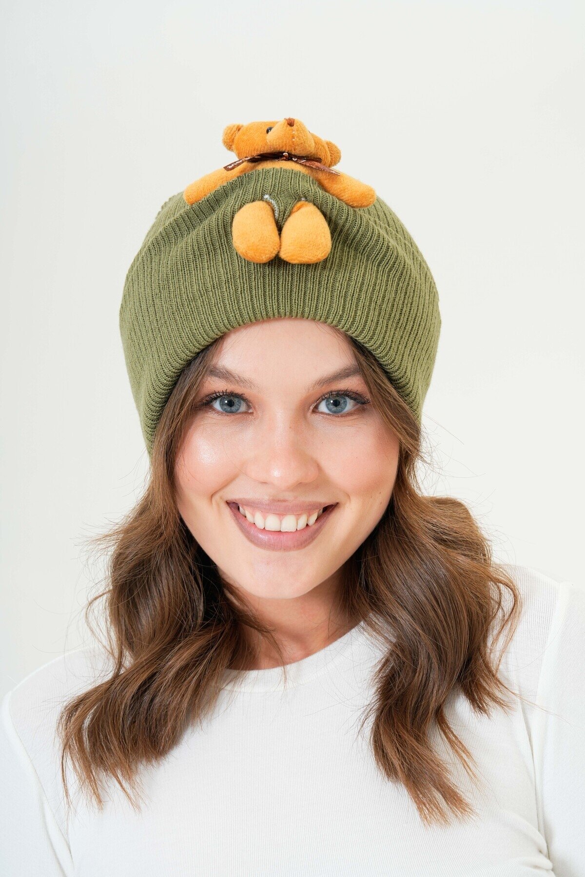 Unisex Ayılı Spor Şık Tasarım Hediyelik Bebe Mavisi Bere