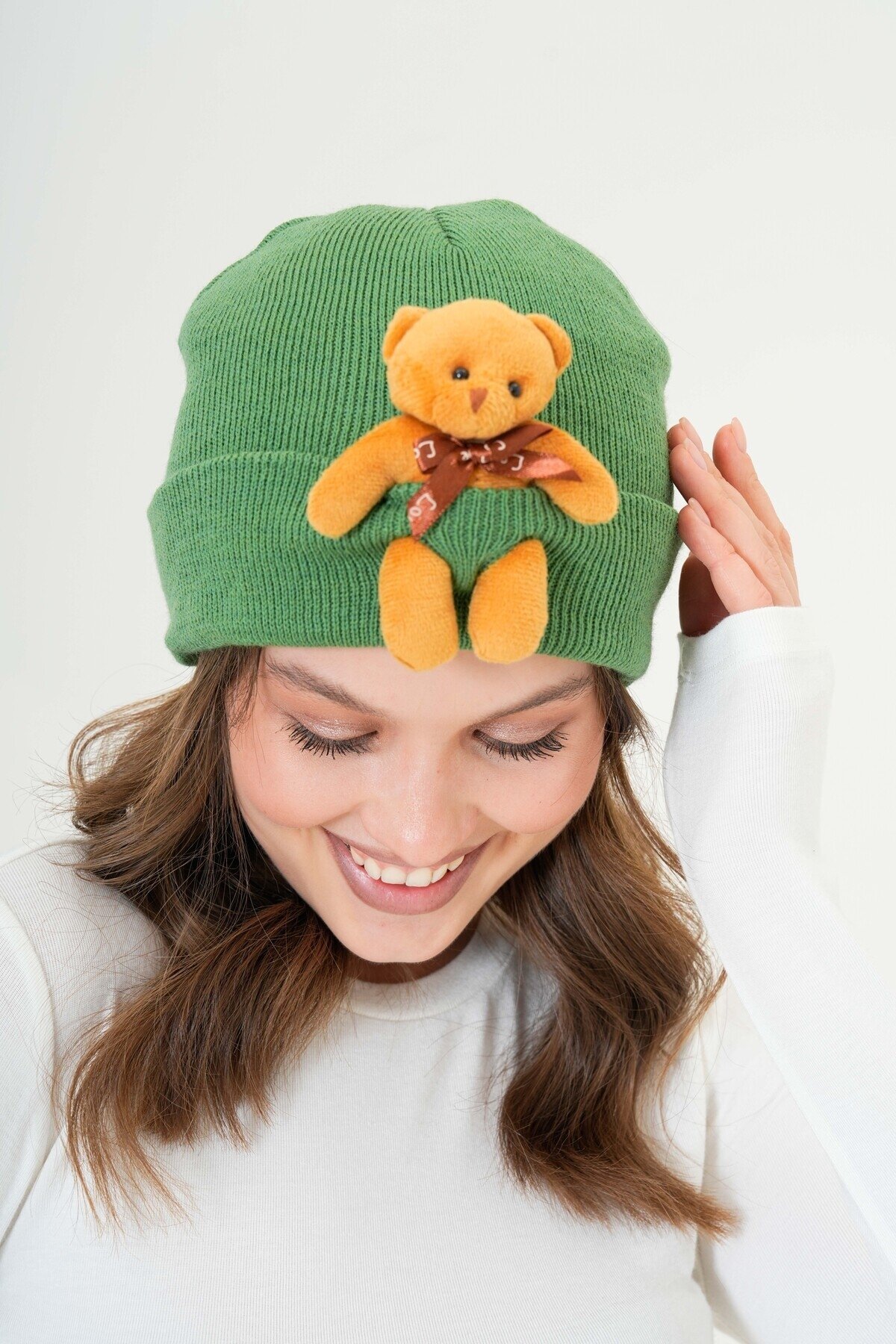 Unisex Ayılı Spor Şık Tasarım Hediyelik Bebe Mavisi Bere