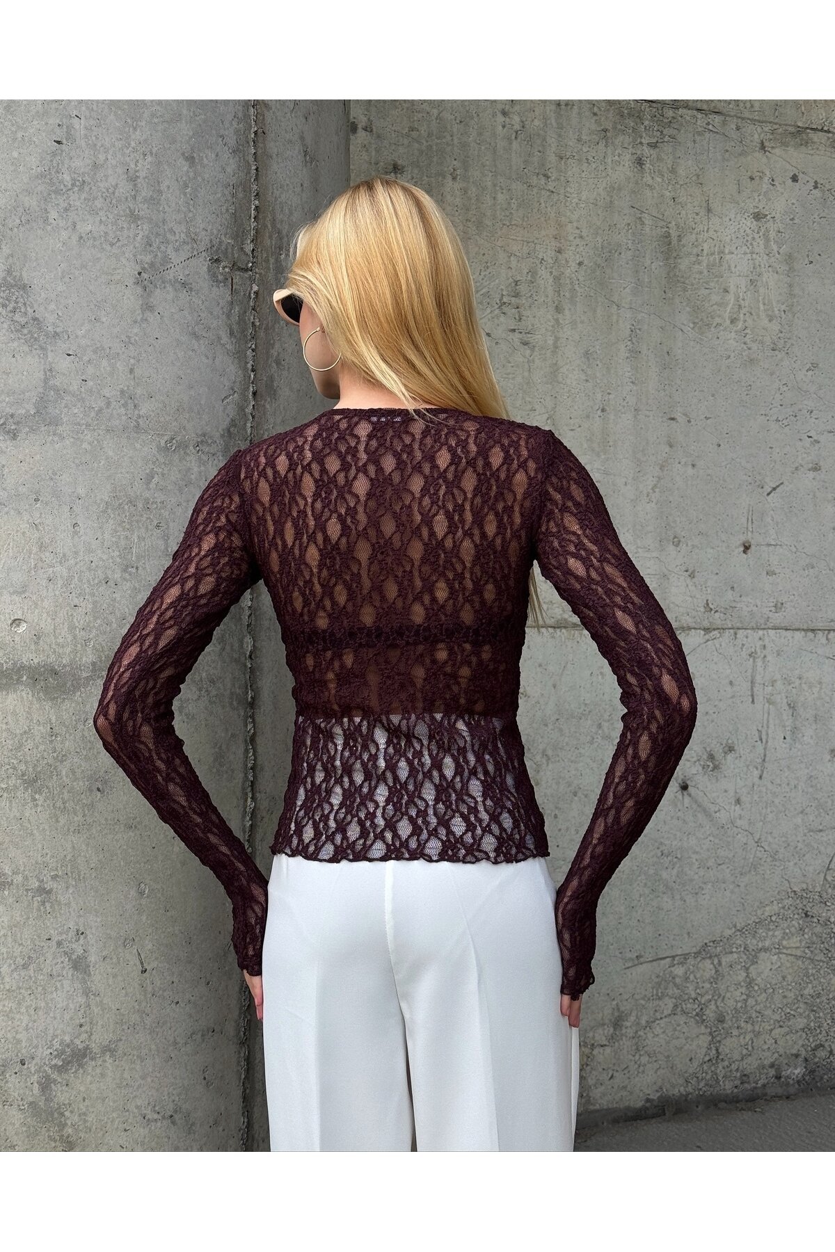 Kadın Bisiklet Yaka Önden Düğmeli Full Esnek Dantel Bürümcük Spor Şık Tasarım Gece Bluzu