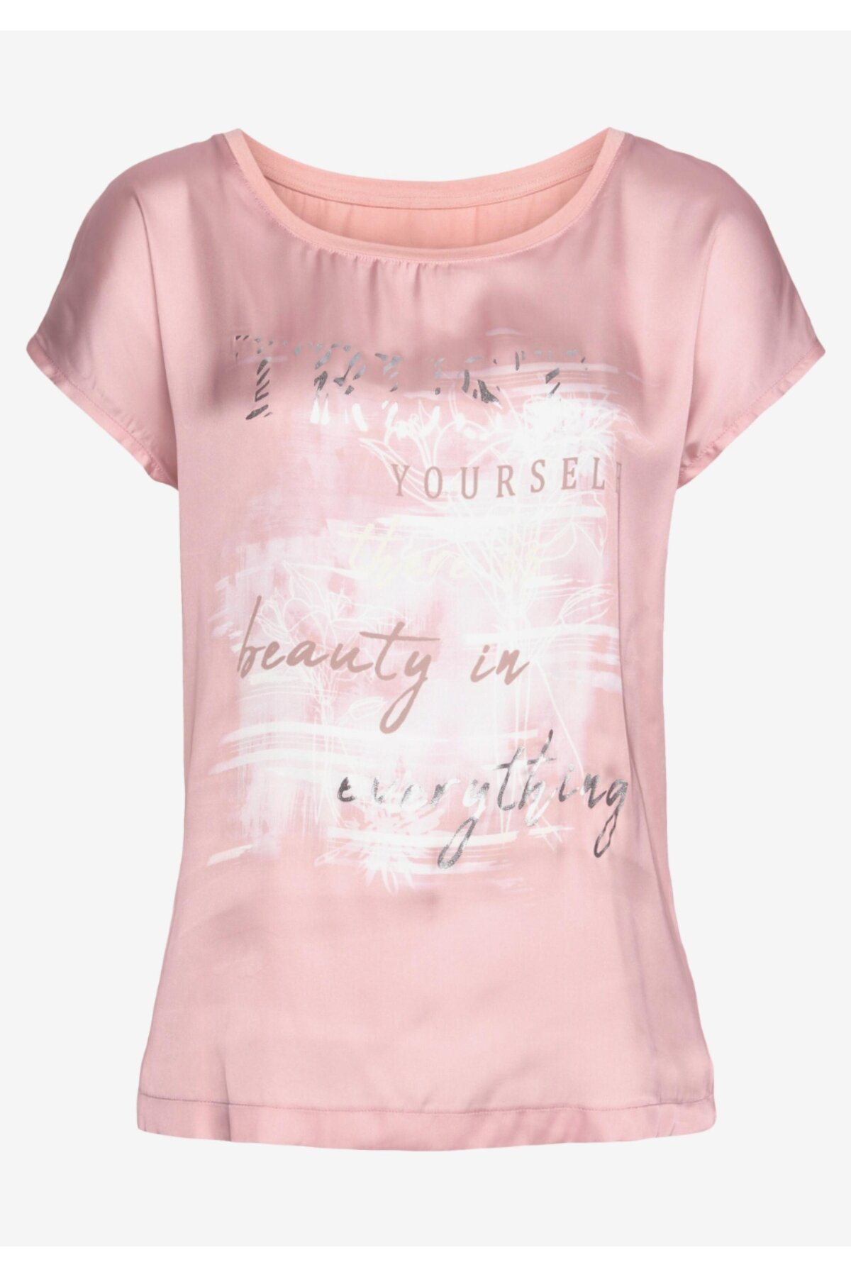 Kadın Bisiklet Yaka Saten Viskon Kısa Kol Spor Şık Desenli Bluz