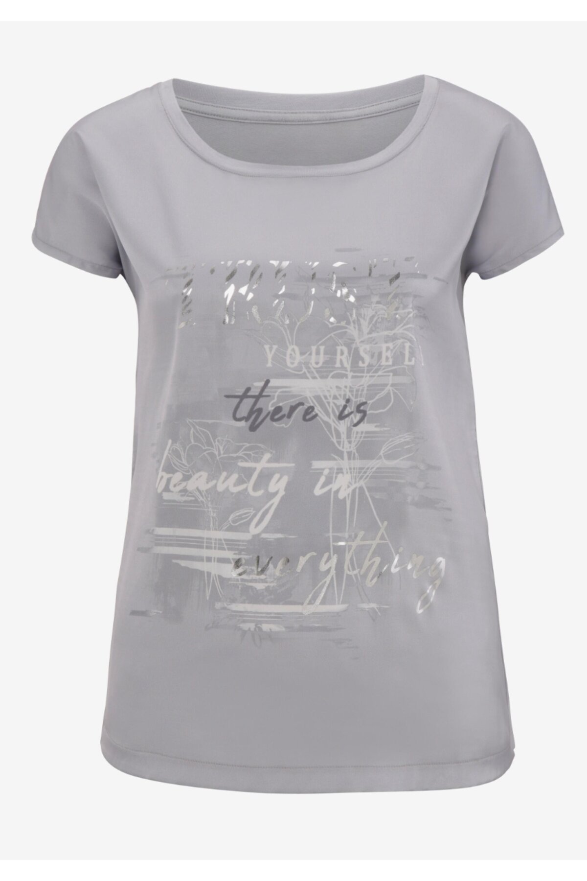 Kadın Bisiklet Yaka Saten Viskon Kısa Kol Spor Şık Desenli Bluz