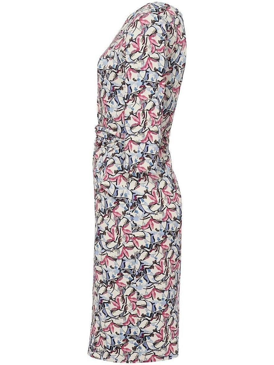 Kadın Bisiklet Yaka Truvakar Kol Viskon Yandan Bağlamalı Midi Boy Desenli Casual Şık Elbise