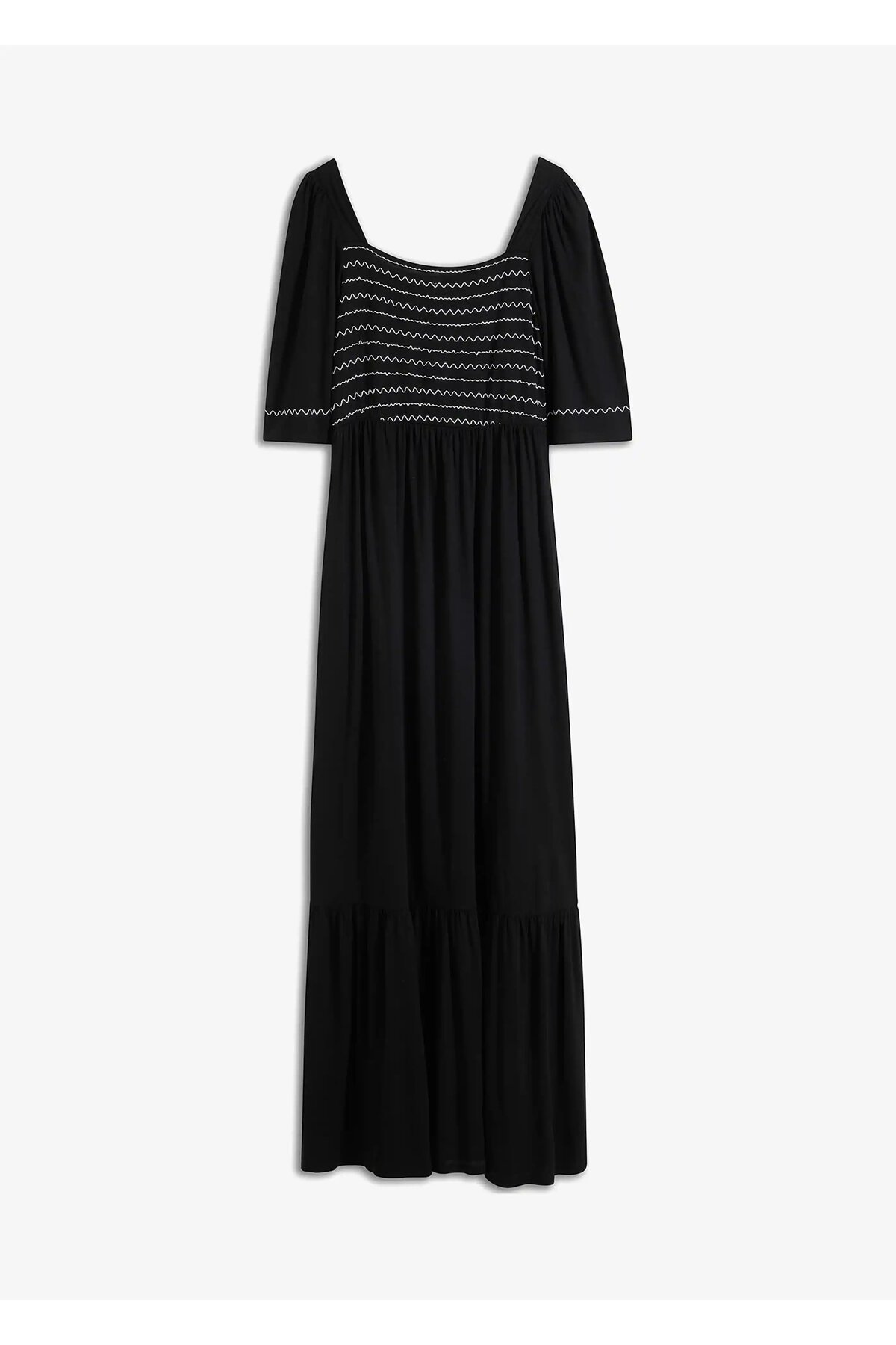 Kadın Kare Yaka Yarım Kol Maxi Boy Günlük/Casual Yazlık Viskon Spor Şık Elbise