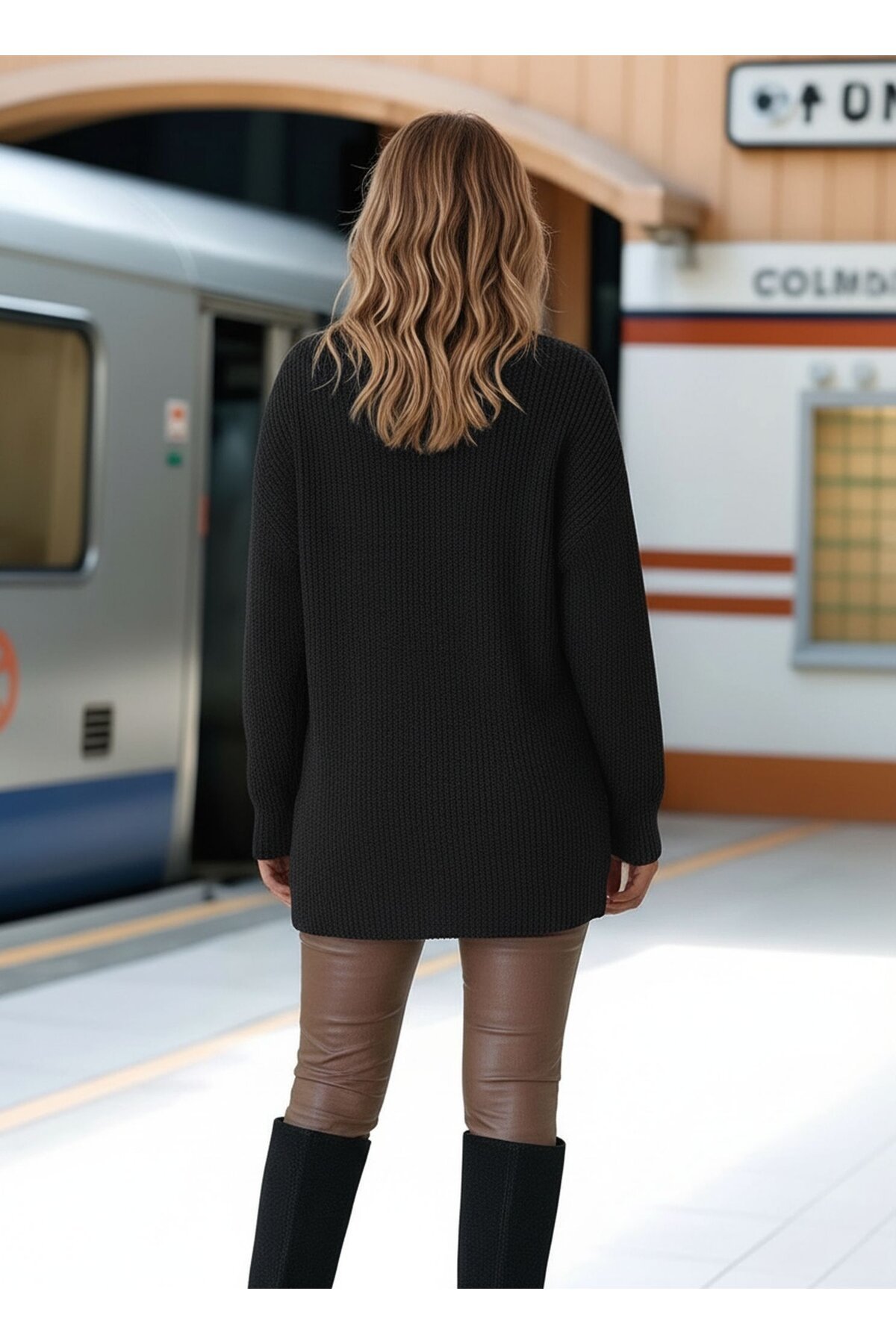 Kadın Fermuarlı Uzun Kol Cepli Spor Şık Tesettüre Uygun Büyük Beden Tunik Boy Ceket