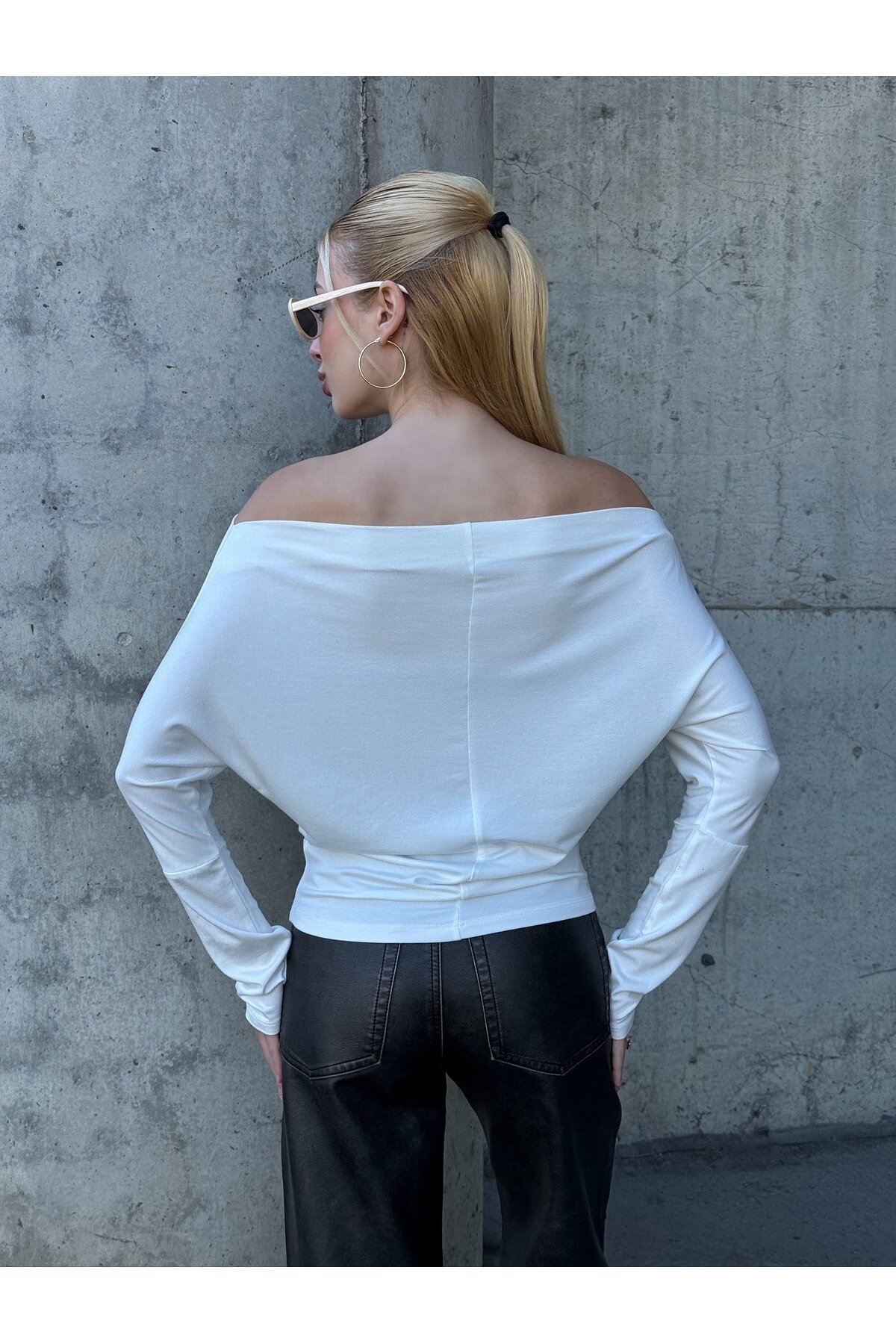 Kadın Kayık Yaka Full Esnek Asimetrik Kesim Comfort Spor Şık Tasarım Yumoş Bluz