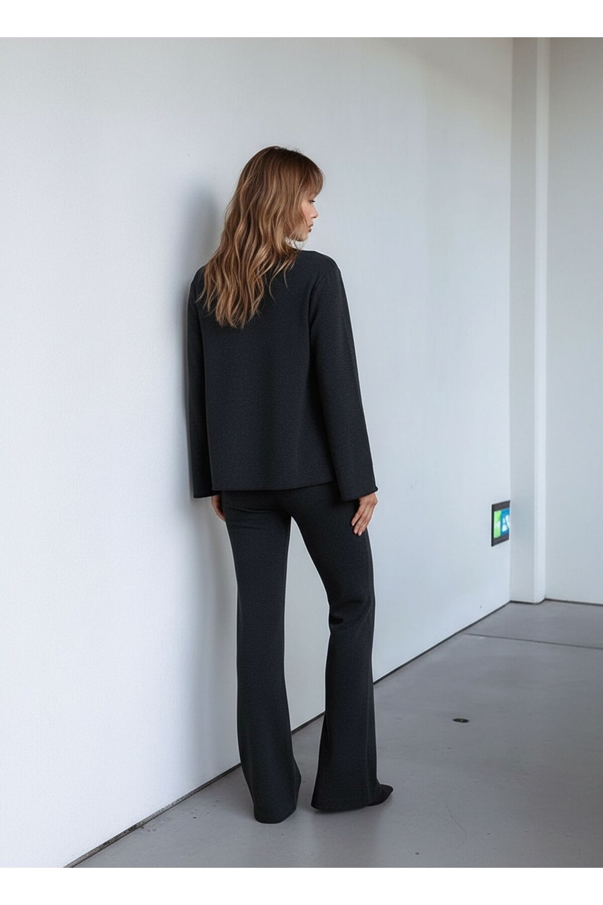 Kadın Uzun Kol Önden Bağcıklı Ceketli Beli Lastikli Alt Üst Pantolonlu Casual Spor Şık Takım