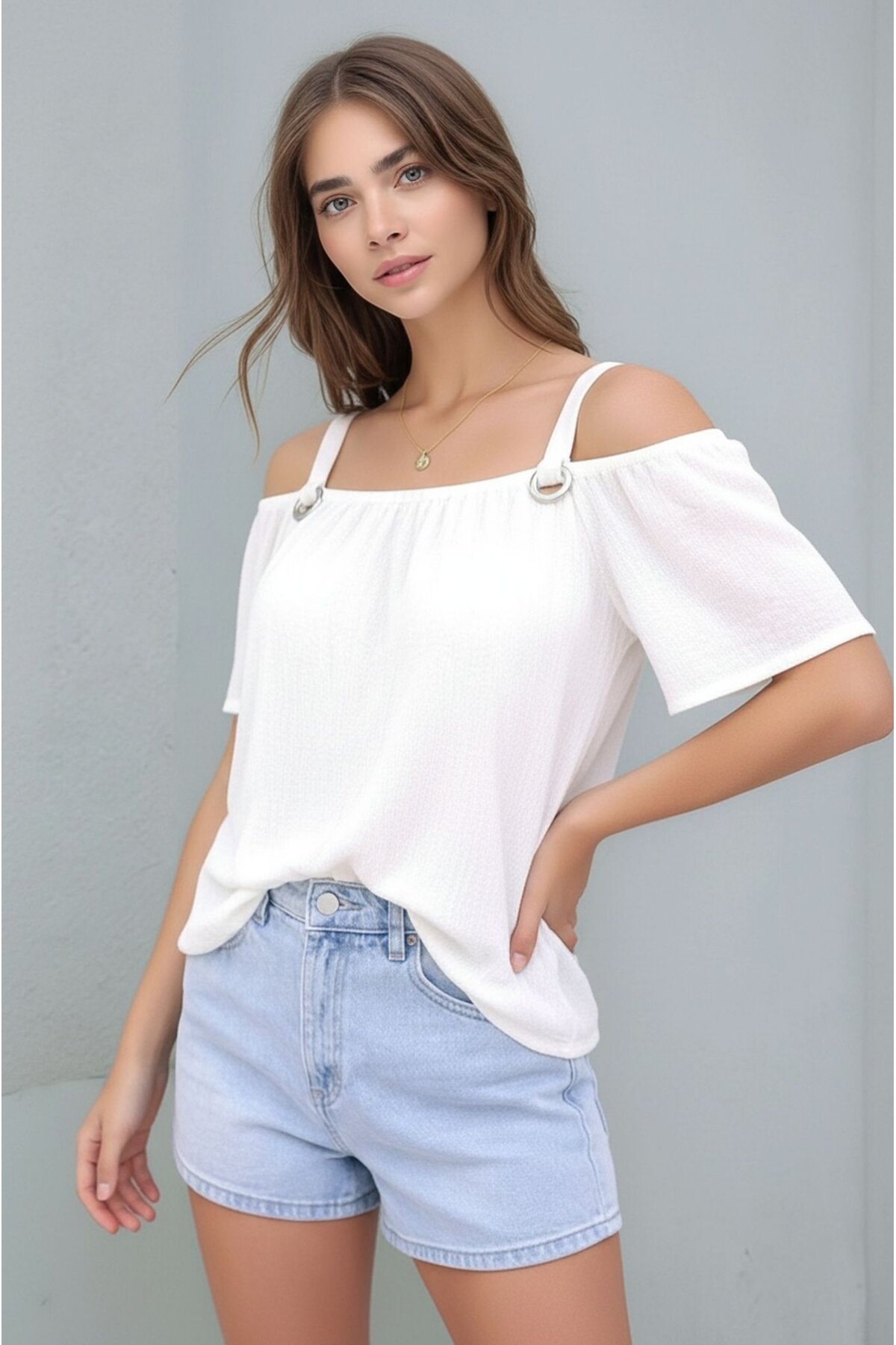 Kadın Yazlık Askılı Kuşgözü Detay Curve Spor Şık Casual Bluz