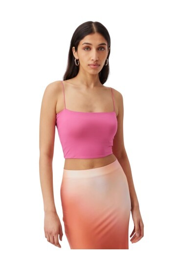 Kadın Askılı Şık Crop Top Kare Yaka Bluz