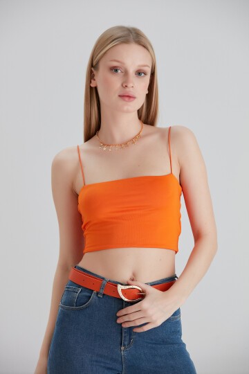 Kadın Askılı Şık Croptop Bluz