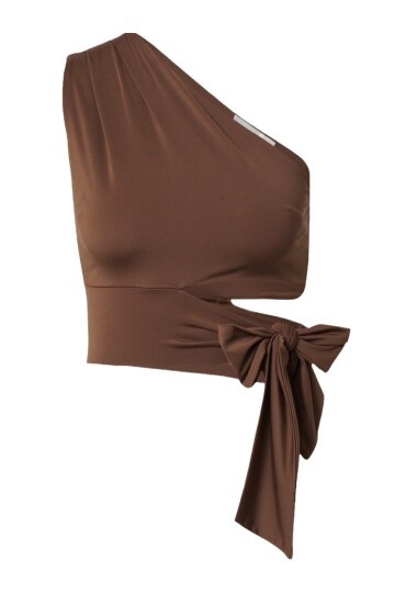 Kadın Belden Bağlama Detay Tek Kol Omzu Açık Spor Şık Rahat Kalıp Croptop Bluz