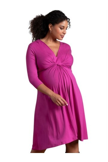 Kadın Göğüs Altında Düğüm Model Truvakar Kol Spor Şık Viskon Büyük Beden Curve Hamile Elbisesi