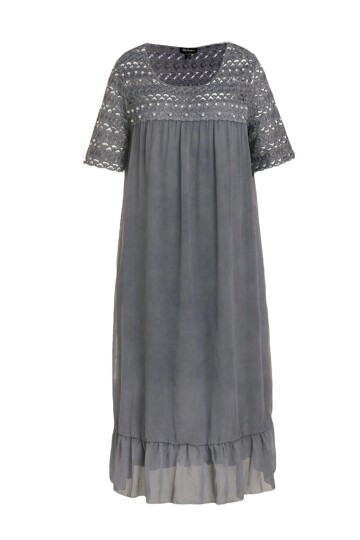 Kadın Güpür Dantel Ve Inci Detaylı Şık Büyük Beden Viskon Şifon Elbise