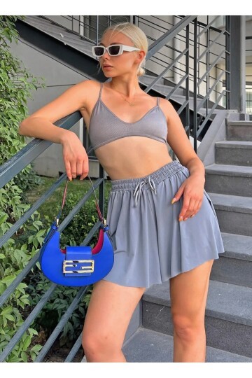 Kadın Sandy Kumaş Spor Şık Casual Sporcu Şortlu Etek
