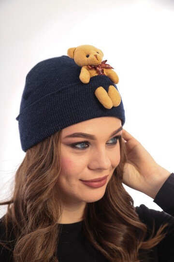 Kadın Unısex Ayılı Spor Şık Tasarım Kışlık Hediyelik Bere