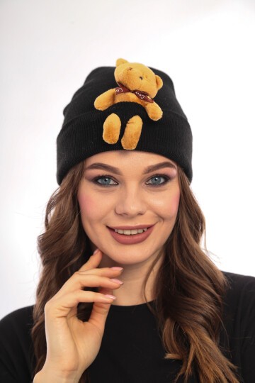 Unisex Ayılı Spor Şık Tasarım Hediyelik Bebe Mavisi Bere