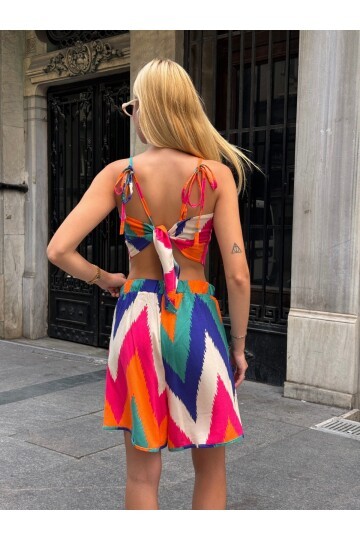 Kadın %100 Viskon Etek Şortlu Bluzlu Desenli Yazlık Spor Şık Rahat Kalıp Şort Alt Üst Takım