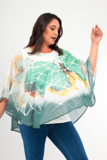 Kadın  Asimetrik Kesim Şifon Curve Büyük Beden Viskon Spor Şık Bluz